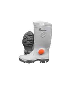 White Grey Knee Length Heavy Duty Steel Toe Gumboot